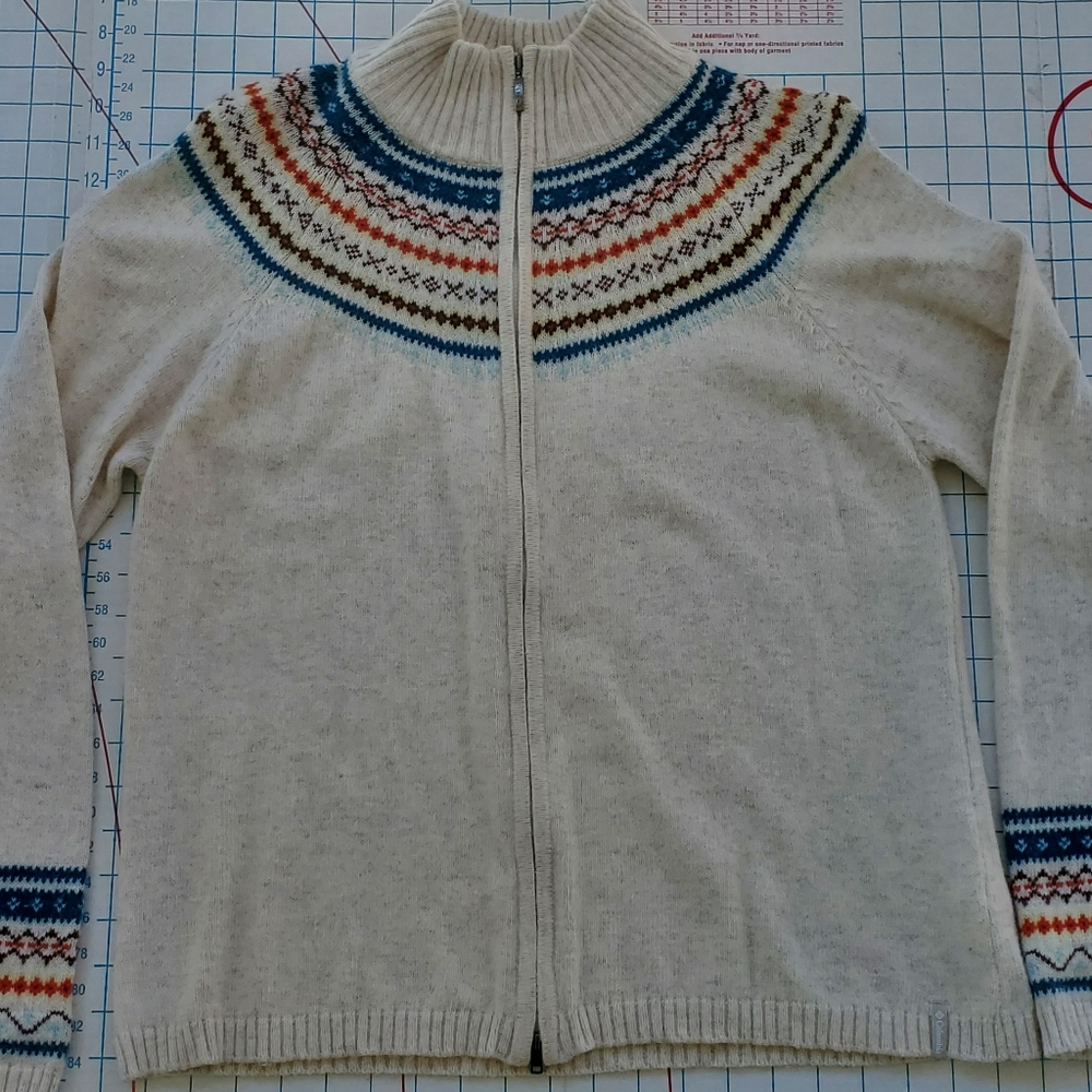Columbia Sweater Women's XLarge Long Sleeve Zip Cardigan 10% Angora Beige